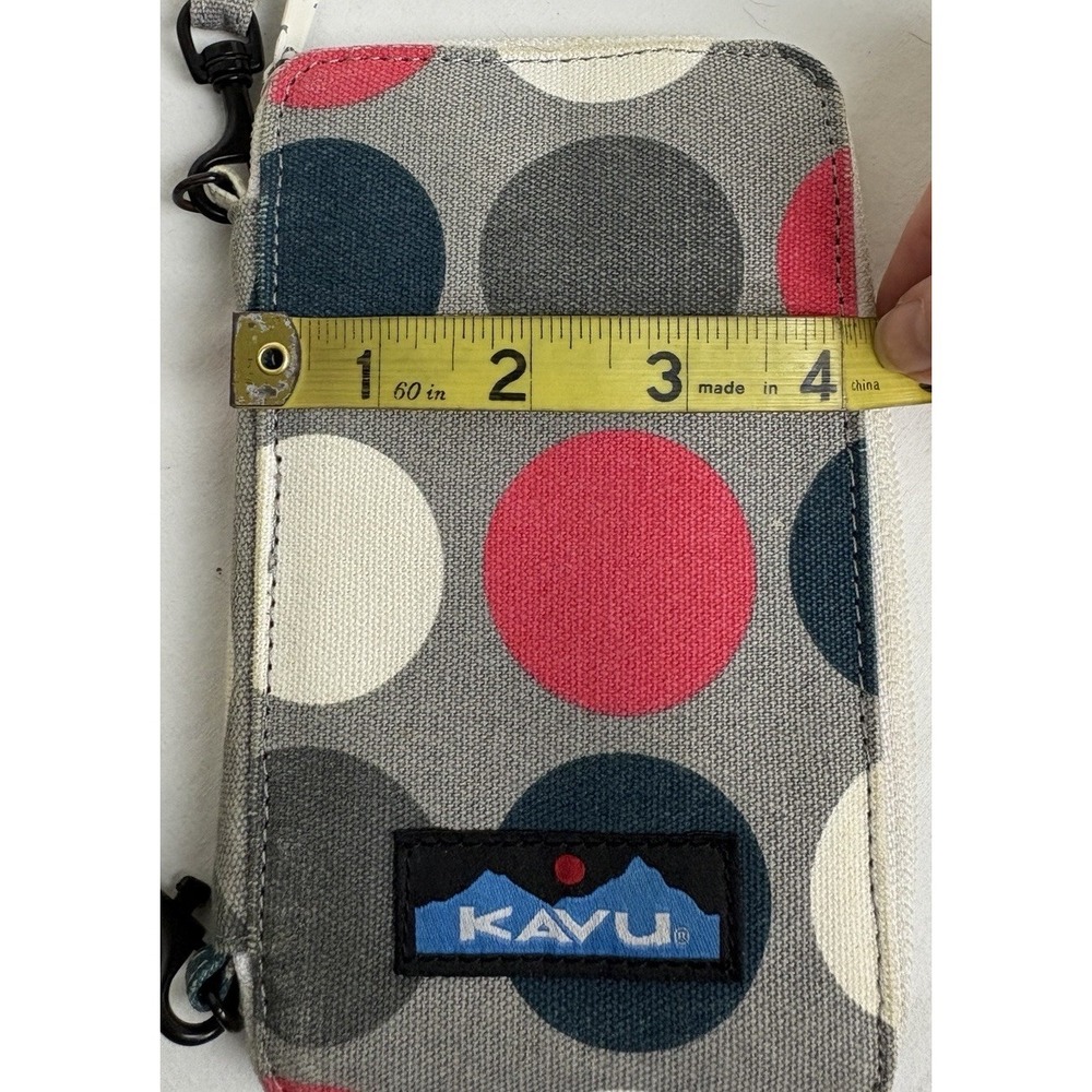 Kavu Go Time Bi-Fold Crossbody Wallet Bag 7.5x4" Zip Polka Dot Preppy School - Picture 12 of 13